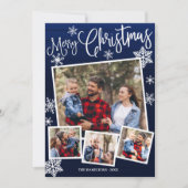 Invitation Joyeux Noël Flocon de neige 4 Photos Collage Rusti (Devant)