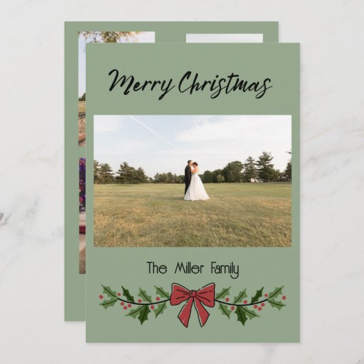 Invitation Joyeux Noël Garland et Mistletoe (Devant / Derrière)
