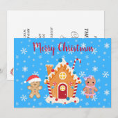 Invitation Joyeux Noël Gingerbread Homme, Femme & Maison (Devant / Derrière)