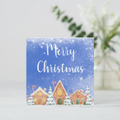 Invitation Joyeux Noël Gingerbread Maison avec Sucres de cann (Debout devant)