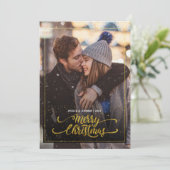 Invitation Joyeux Noël Gold Sparkle Script PHOTO Salutation (Debout devant)