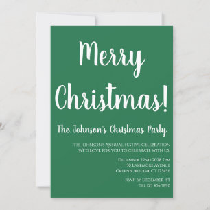 Invitation Joyeux Noël Green Christmas Party