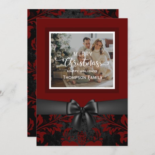 Invitation Joyeux Noël heureux vacances script personnalisé (Devant / Derrière)