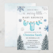 Invitation Joyeux Noël hiver Wonderland bébé garçon douche (Devant / Derrière)