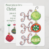 Invitation Joyeux Noël Ho Ho Ho, décorations de cannes de bon (Devant / Derrière)