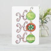 Invitation Joyeux Noël Ho Ho Ho, décorations de cannes de bon (Debout devant)