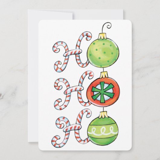 Invitation Joyeux Noël Ho Ho Ho, décorations de cannes de bon (Devant)