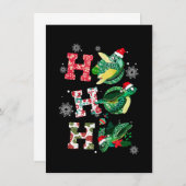 Invitation Joyeux Noël HO HO HO Turtle Père Noël (Devant / Derrière)
