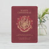 Invitation Joyeux Noël | HoGWARTS™ Crest - Rouge (Debout devant)