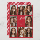 Invitation Joyeux Noël huit design multi photo rouge (Devant / Derrière)