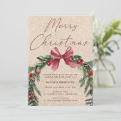 Invitation Joyeux Noël Jolly Wreath Noël Party (Debout devant)