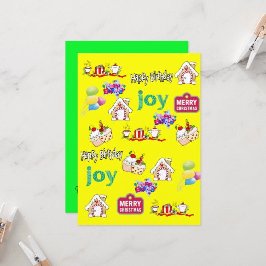 Invitation Joyeux Noël Joyeux Anniversaire (Devant/Arrière en situation)