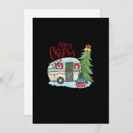 Invitation Joyeux Noël Joyeux Camper Drôle Camping Vie Fa (Devant / Derrière)