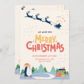 Invitation Joyeux Noël Joyeux Joyeux Jaune Jaune Jaune Jaune (Devant / Derrière)