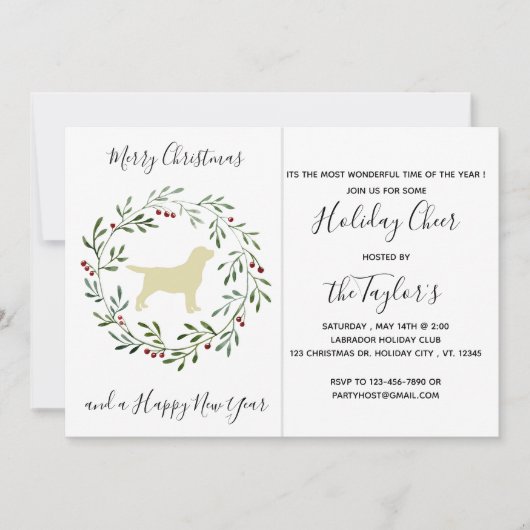 Invitation Joyeux Noël Joyeux Labrador Joyeux Labrador Retrie (Devant)