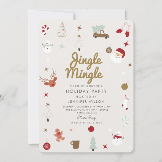 Invitation Joyeux Noël Joyeux Noël Jingle Mingle (Devant)