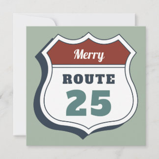 Invitation joyeux noël juillet route 25 panneau voyage vintag
