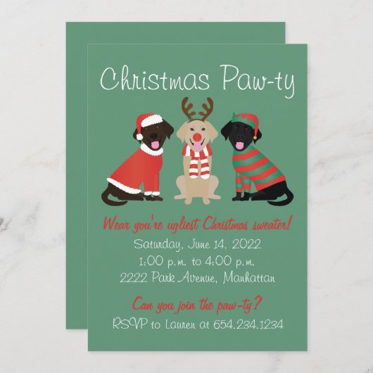 Invitation Joyeux Noël Labrador Retriever Dogs (Devant / Derrière)