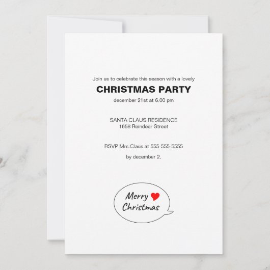 Invitation Joyeux Noël Little Elf Party (Dos)