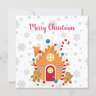 Invitation Joyeux Noël Maison en pain d'épices avec pain d'ép