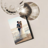 Invitation Joyeux Noël Mariage Snowfall Modern Beach Card