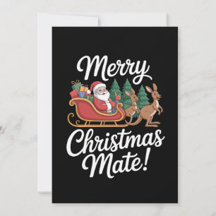 Invitation Joyeux Noël Mec Père Noël Traîneau Kangourou Noël