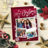 Invitation Joyeux Noël mignon Flocon de neige Rustique 3 Phot