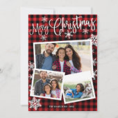 Invitation Joyeux Noël mignon Flocon de neige Rustique 3 Phot (Devant)