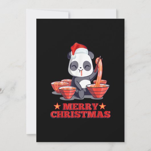 Invitation Joyeux Noël mignon Ramen Panda nouilles japonaises (Devant)