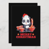 Invitation Joyeux Noël mignon Ramen Panda nouilles japonaises (Devant / Derrière)