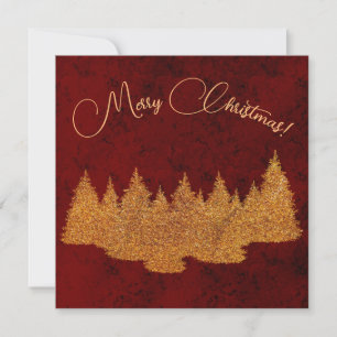 Invitation Joyeux Noël - minimaliste - sapins dorés