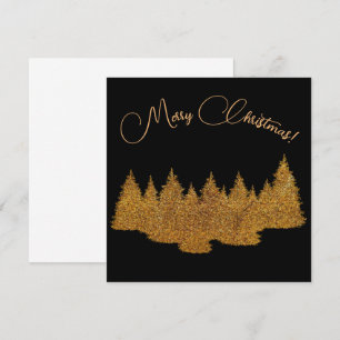 Invitation Joyeux Noël - minimaliste - sapins dorés