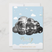 Invitation Joyeux Noël Moderne Bleu, Cloud Photo Holliday (Devant)