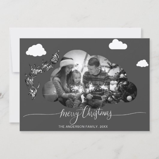 Invitation Joyeux Noël moderne gris Cloud Photo Holliday (Devant)