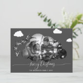 Invitation Joyeux Noël moderne gris Cloud Photo Holliday (Debout devant)