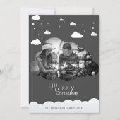 Invitation Joyeux Noël moderne gris, nuage photo Holliday (Devant)