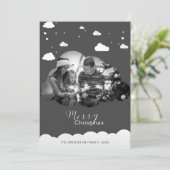 Invitation Joyeux Noël moderne gris, nuage photo Holliday (Debout devant)