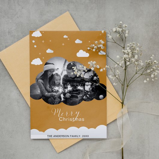 Invitation Joyeux Noël Moderne Nuage Photo Holliday