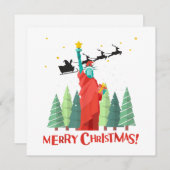 Invitation Joyeux Noël New York Santa Claus Statue De Lib (Devant / Derrière)