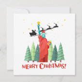 Invitation Joyeux Noël New York Santa Claus Statue De Lib (Dos)
