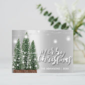 Invitation Joyeux Noël Nom Arbre Rose Lumière Argent (Debout devant)