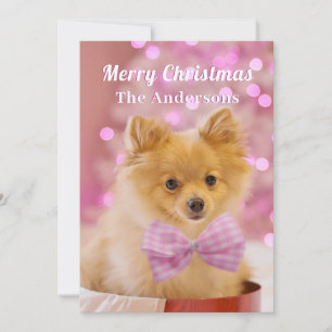 Invitation Joyeux Noël & Nom, Chien Mignon ou Votre Photo