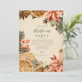 Invitation Joyeux Noël Orange Séchée Vintage (Debout devant)