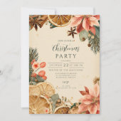 Invitation Joyeux Noël orange vintage séché (Devant)