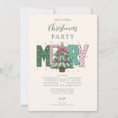 Invitation Joyeux Noël Patchwork Pastel (Devant)