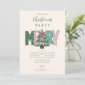 Invitation Joyeux Noël Patchwork Pastel (Debout devant)