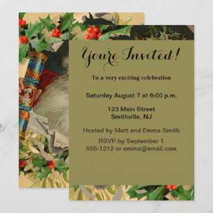 Invitation Joyeux Noël Père Noël Antique classique