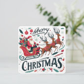 Invitation Joyeux Noël Père Noël Sleigh & Reindeer Festive (Debout devant)