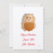 Invitation Joyeux Noël petit hamster mignon avec biscuit (Devant)