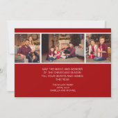 Invitation Joyeux Noël Photo Collage Red Gold Snowflakes (Dos)